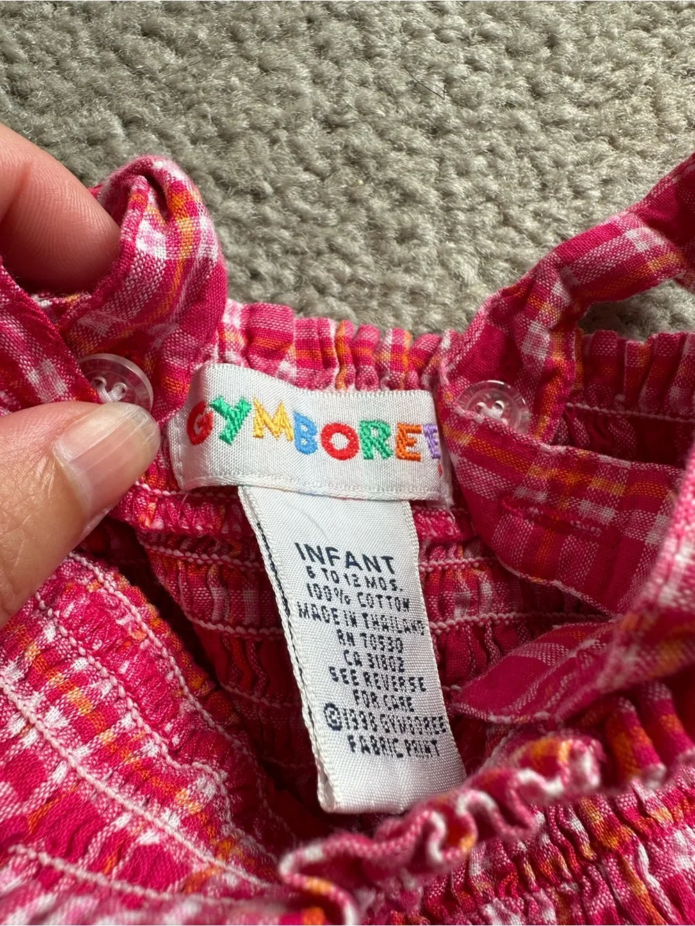 Baby Girl Gymboree Vintage Rainbow Tag 6-12 Month Pink Plaid Romper cotton